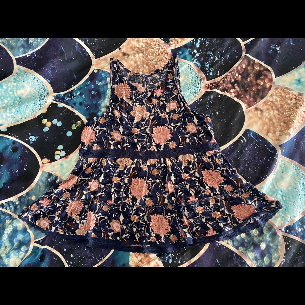 AE Navy & Pink Floral Tank